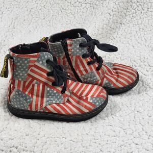Dr. Martens Laney American Flag Canvas Zip Ankle Boot Toddler Size 9